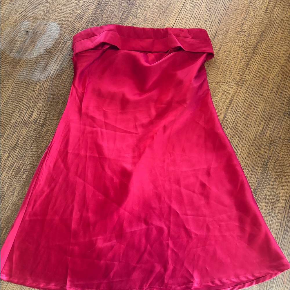 Princess Polly Strapless Red A-Line Satin Skirt